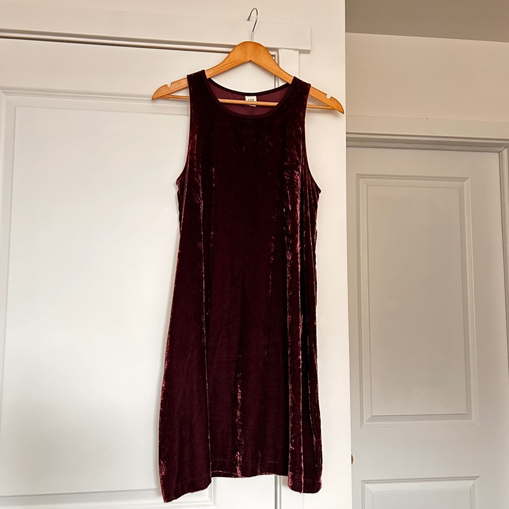 Gap Women Burgundy Crushed Velvet Dress Small Whimsigoth 90s Fairy Grunge Witchy